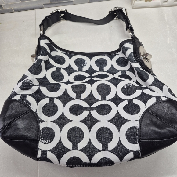 Coach Handbags - Coach Peyton Op Art Black and White Women's Bag